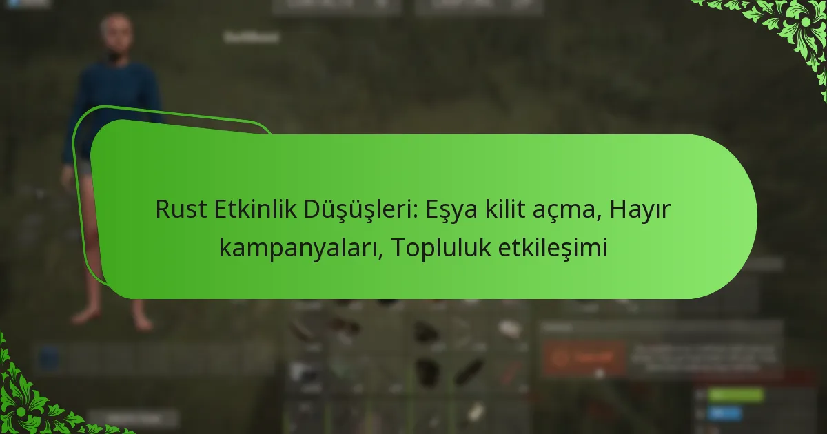 Rust Etkinlik Düşüşleri: Eşya kilit açma, Hayır kampanyaları, Topluluk etkileşimi
