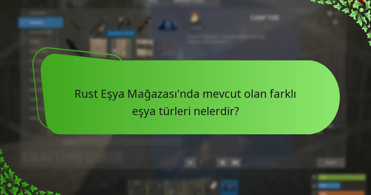 Rust Eşya Mağazası’nda en iyi fiyat/performans oranını sunan eşyalar hangileridir?